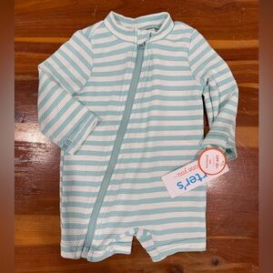 Carter's Aqua and White Striped swim